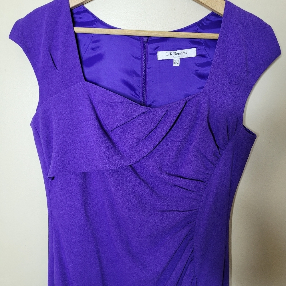 LK Bennett Violet Sheath Cocktail Dress Size 8 Quiet Luxury - Picture 4 of 8